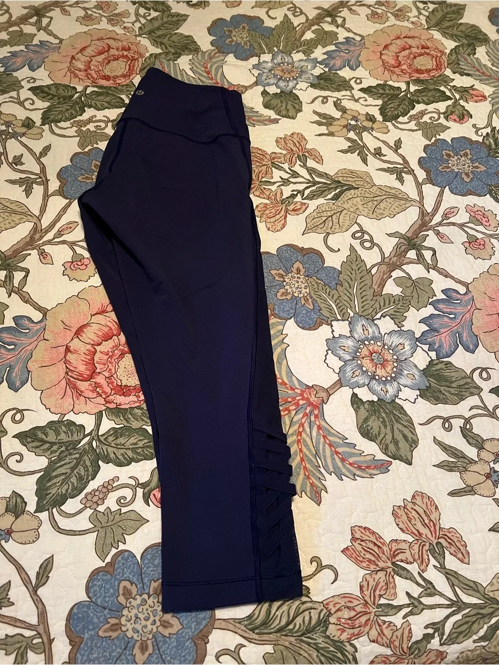 lululemon athletica Dark Navy High-Rise Cropped Leggings with Lattice Hem